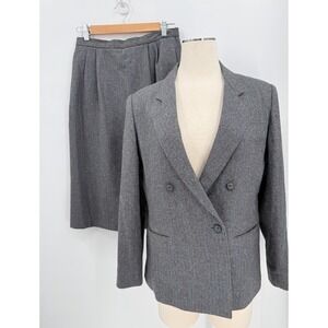 Vintage Plum Tree Womens Two Piece Wool Blend Skirt Blazer Size 12 Academia 80's